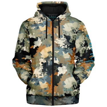 Chokefish™ Microfleece Zip-Up Hoodie Acid-Wash Colors-013B